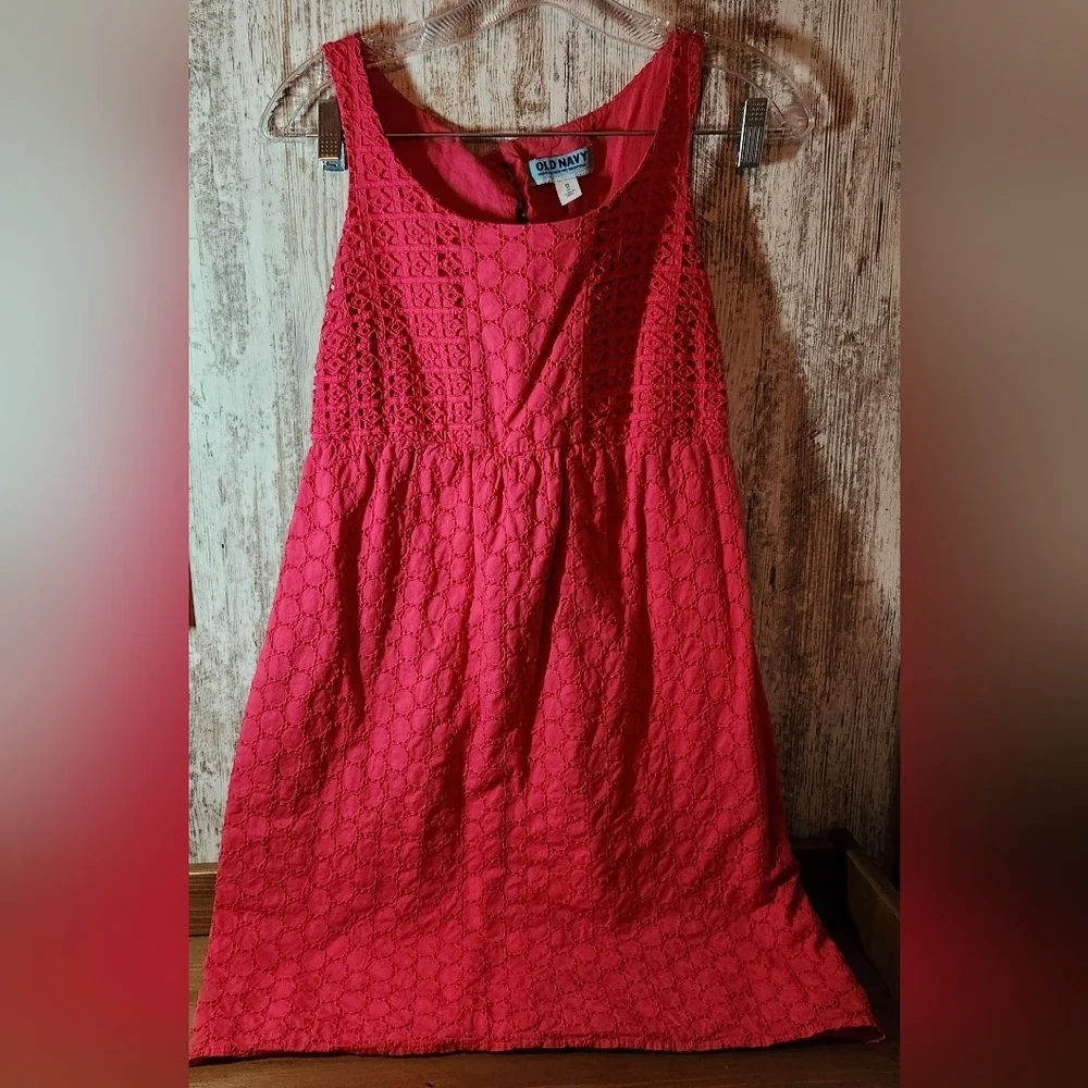 Old Navy Fushia Pink Lace Midi Dress Sleeveless Tank